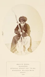 Mullik Ensal, Wuzeeree Stammesangehöriger von der afghanischen Grenzstamm, Kohat, aus Die Völker Indiens, von J. Forbes Watson, veröffentlicht 1868
